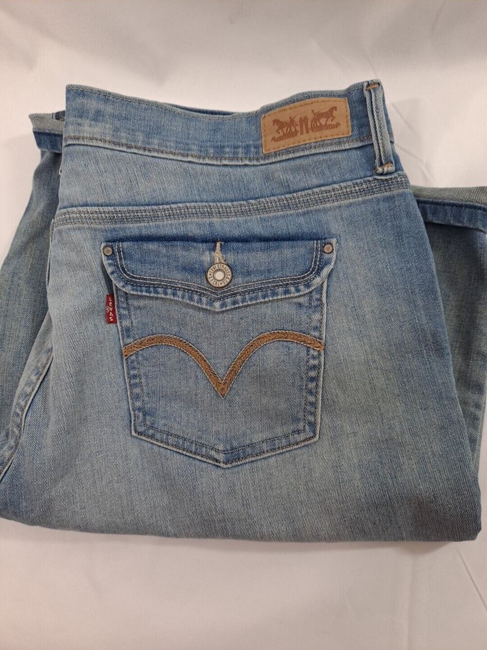Levi's Shorts Womens 10/31 waist Blue Denim Camp Square Flap Pockets Dark Wash